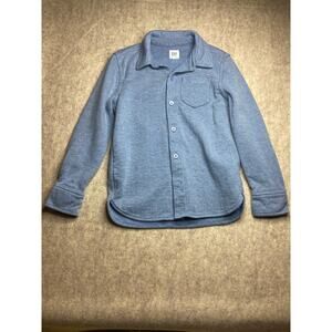 Gap Kids button front long sleeve collared blue and white shirt size small 6/7